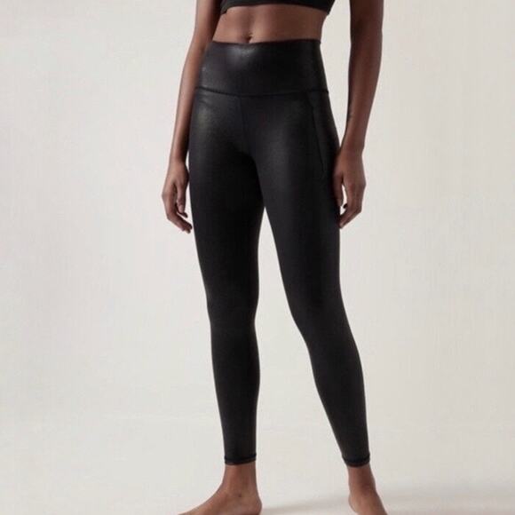 Athleta Black Shimmer High Waist Leggings Sz SP - Picture 1 of 11